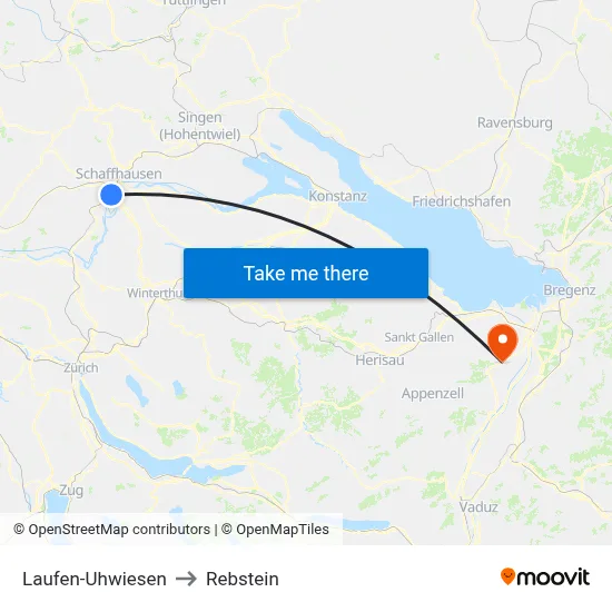 Laufen-Uhwiesen to Rebstein map