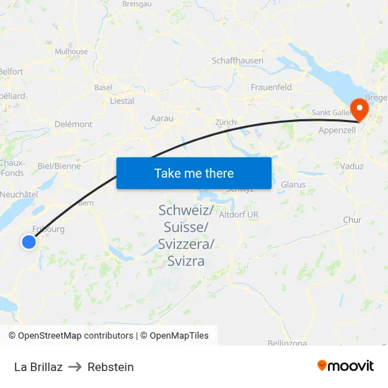 La Brillaz to Rebstein map