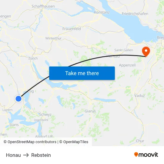 Honau to Rebstein map