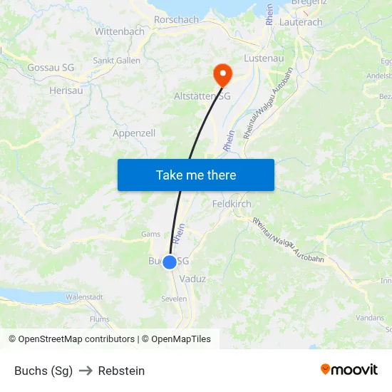 Buchs (Sg) to Rebstein map