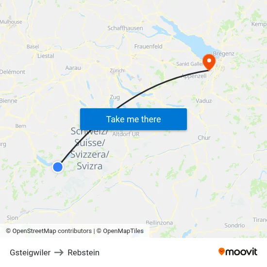 Gsteigwiler to Rebstein map