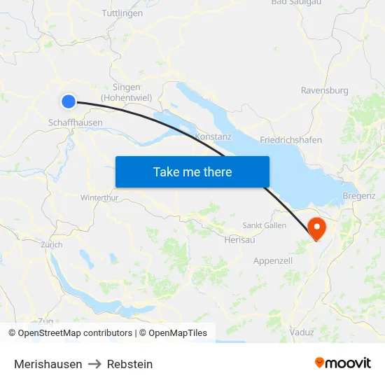 Merishausen to Rebstein map
