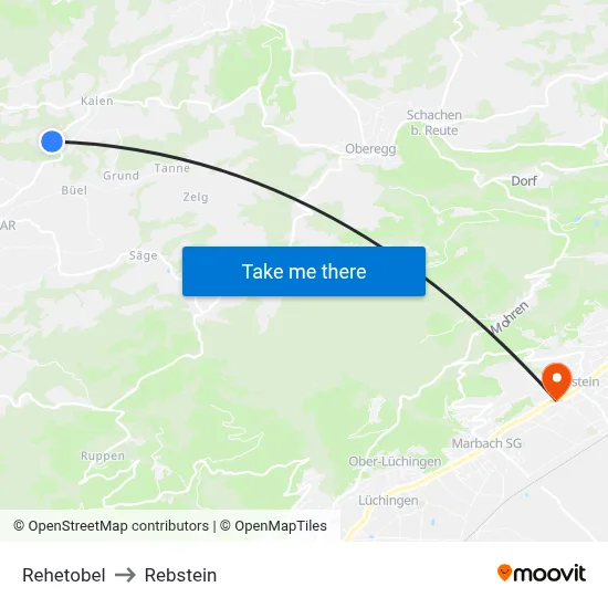 Rehetobel to Rebstein map