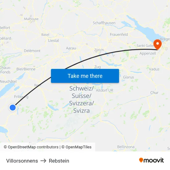 Villorsonnens to Rebstein map