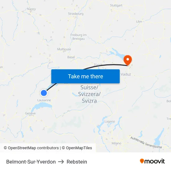 Belmont-Sur-Yverdon to Rebstein map