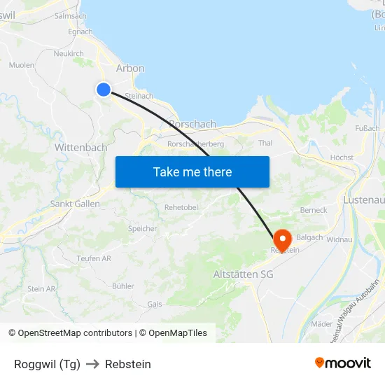 Roggwil (Tg) to Rebstein map