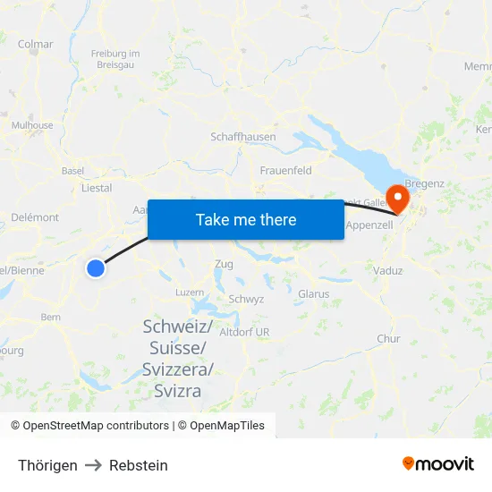 Thörigen to Rebstein map