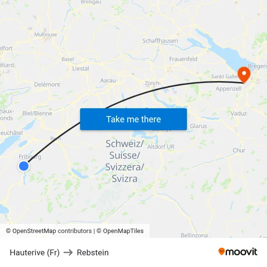 Hauterive (Fr) to Rebstein map