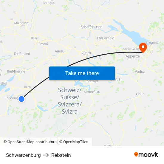 Schwarzenburg to Rebstein map