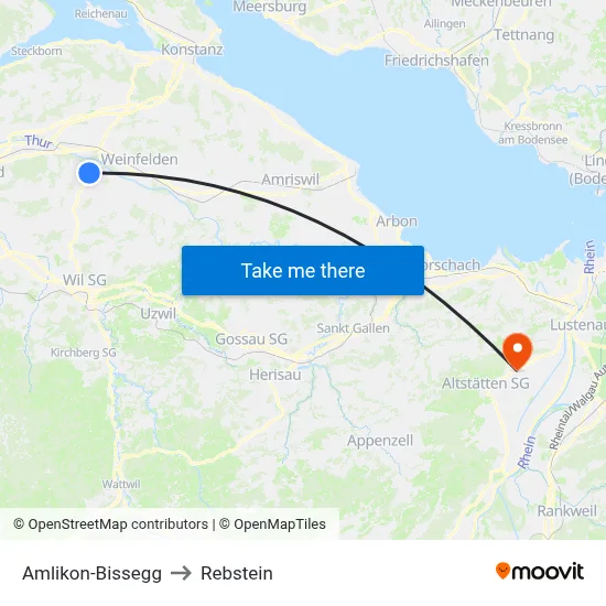 Amlikon-Bissegg to Rebstein map