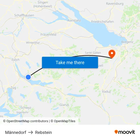 Männedorf to Rebstein map