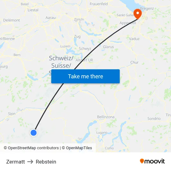 Zermatt to Rebstein map