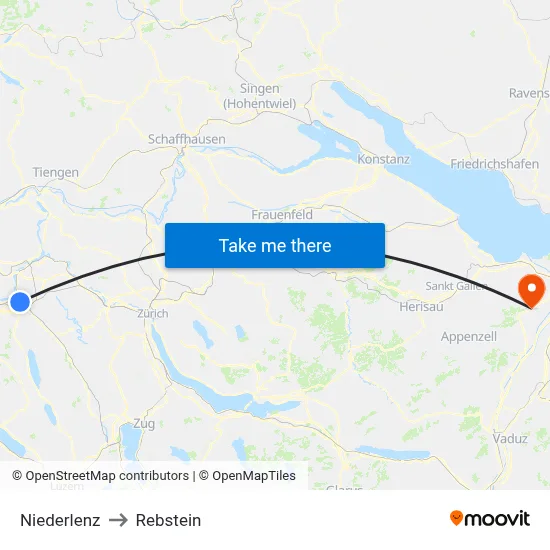 Niederlenz to Rebstein map
