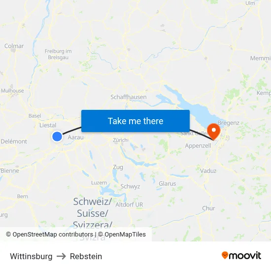 Wittinsburg to Rebstein map