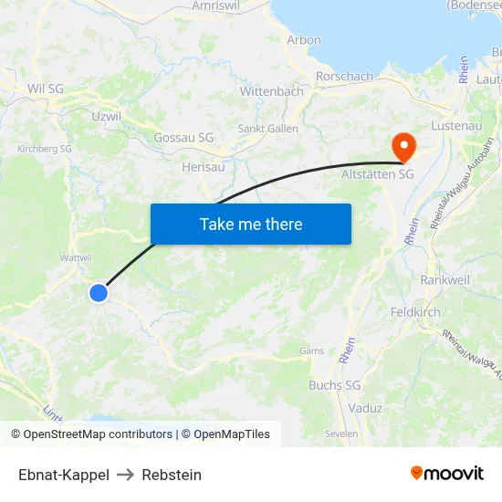 Ebnat-Kappel to Rebstein map