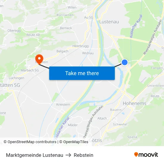 Marktgemeinde Lustenau to Rebstein map