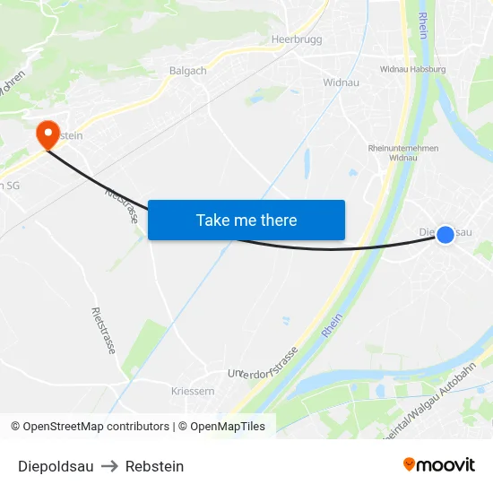 Diepoldsau to Rebstein map