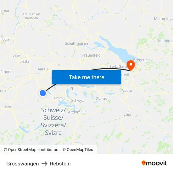 Grosswangen to Rebstein map