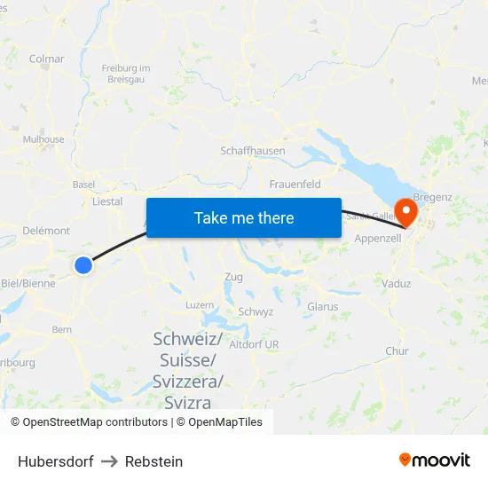 Hubersdorf to Rebstein map