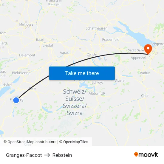 Granges-Paccot to Rebstein map
