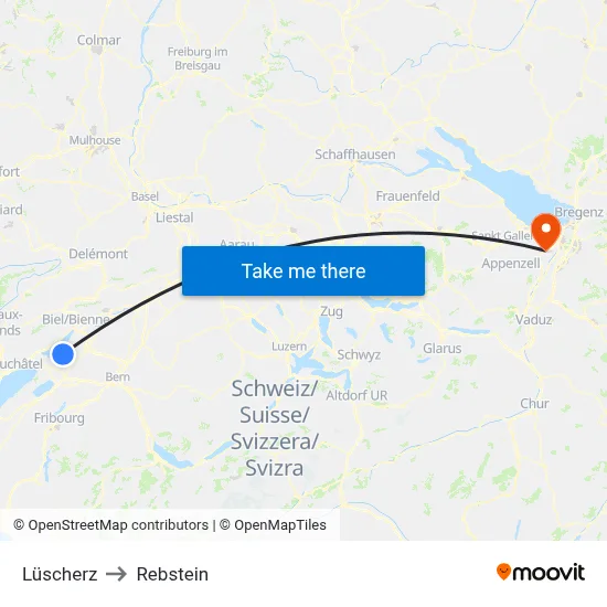 Lüscherz to Rebstein map