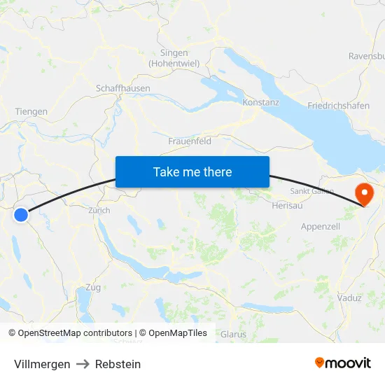 Villmergen to Rebstein map