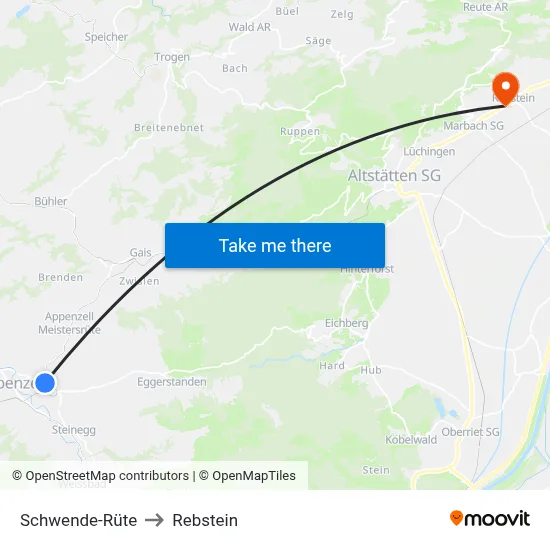 Schwende-Rüte to Rebstein map