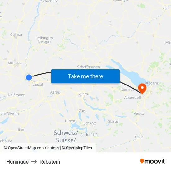 Huningue to Rebstein map