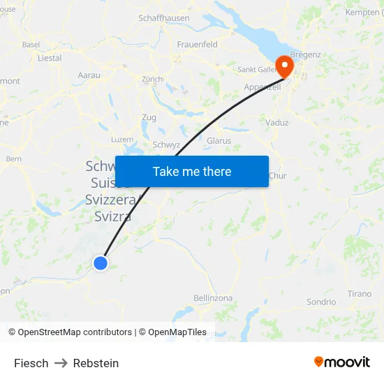 Fiesch to Rebstein map