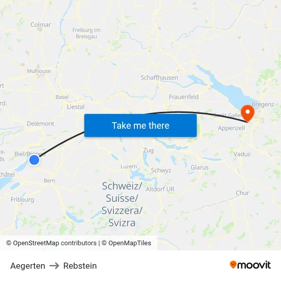 Aegerten to Rebstein map