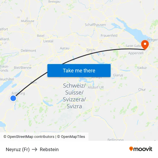 Neyruz (Fr) to Rebstein map