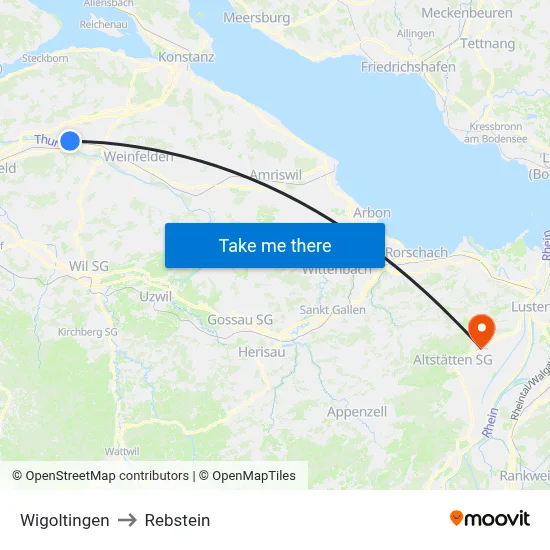 Wigoltingen to Rebstein map