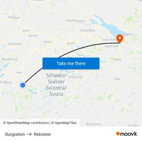 Burgistein to Rebstein map