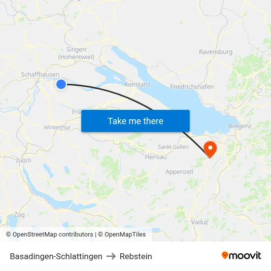 Basadingen-Schlattingen to Rebstein map