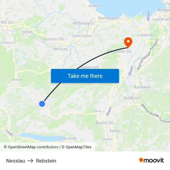 Nesslau to Rebstein map