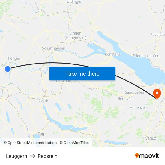 Leuggern to Rebstein map