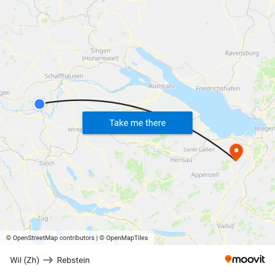 Wil (Zh) to Rebstein map