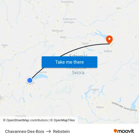 Chavannes-Des-Bois to Rebstein map