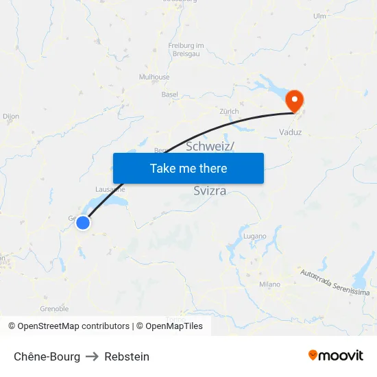 Chêne-Bourg to Rebstein map