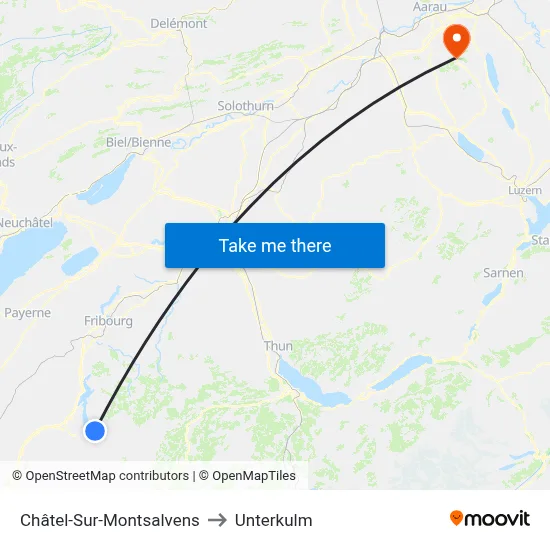 Châtel-Sur-Montsalvens to Unterkulm map