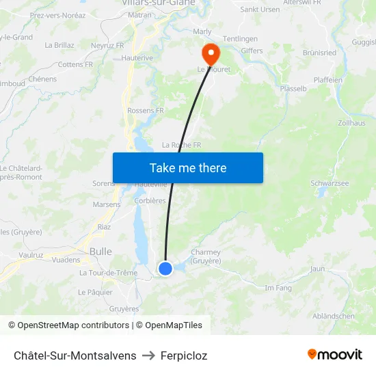 Châtel-Sur-Montsalvens to Ferpicloz map