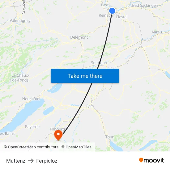Muttenz to Ferpicloz map