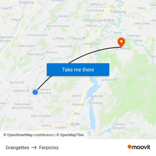 Grangettes to Ferpicloz map