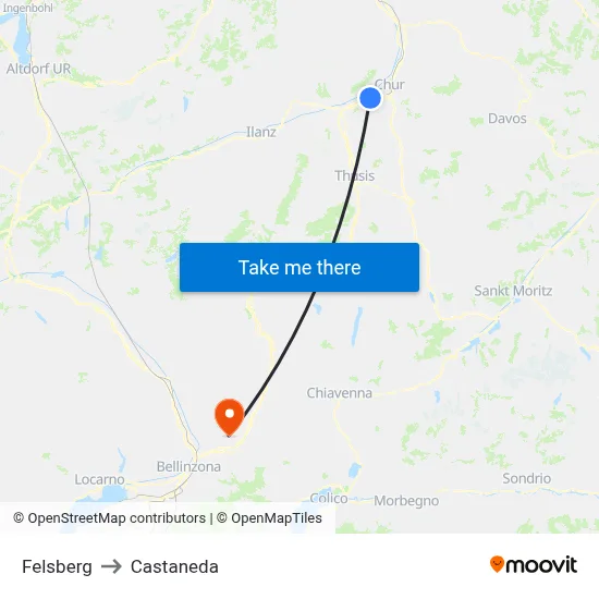 Felsberg to Castaneda map