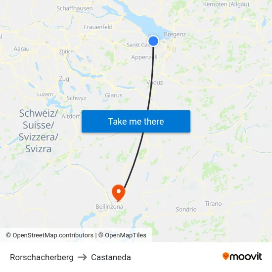 Rorschacherberg to Castaneda map