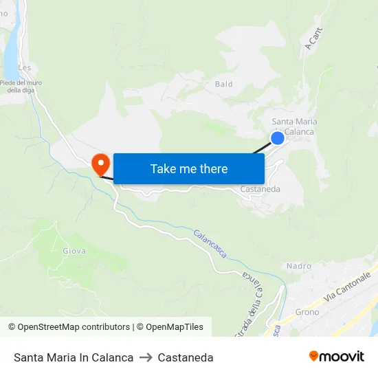 Santa Maria In Calanca to Castaneda map
