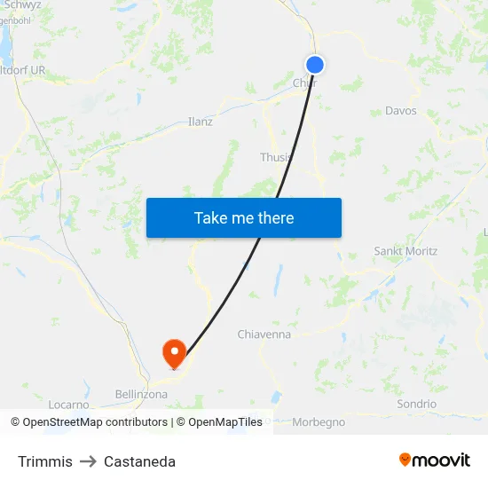 Trimmis to Castaneda map