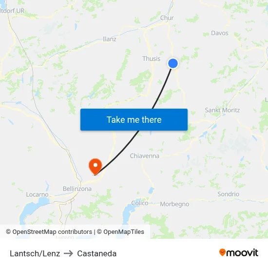Lantsch/Lenz to Castaneda map