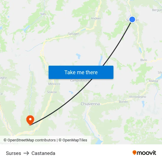 Surses to Castaneda map