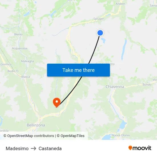 Madesimo to Castaneda map